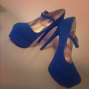 Cobalt Blue Mary Jane Platform Heels